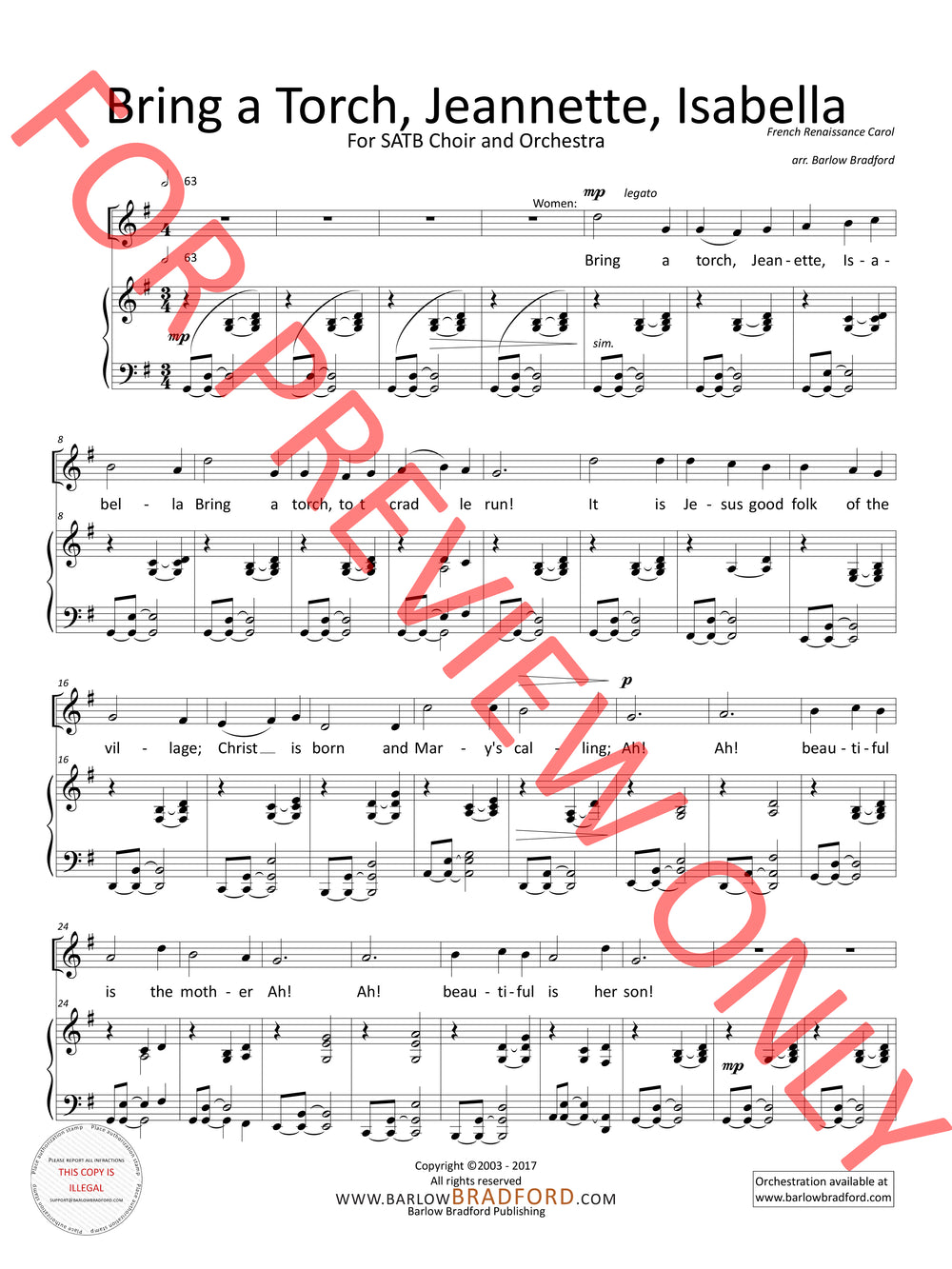 Bring a Torch, Jeannette, Isabella