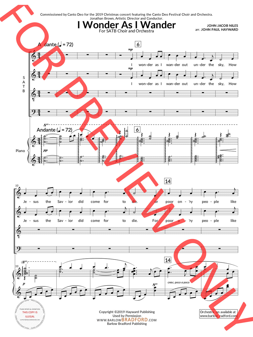 I Wonder as I Wander - arr. Hayward