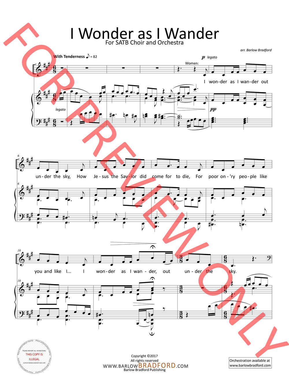 I Wonder as I Wander - arr. Bradford