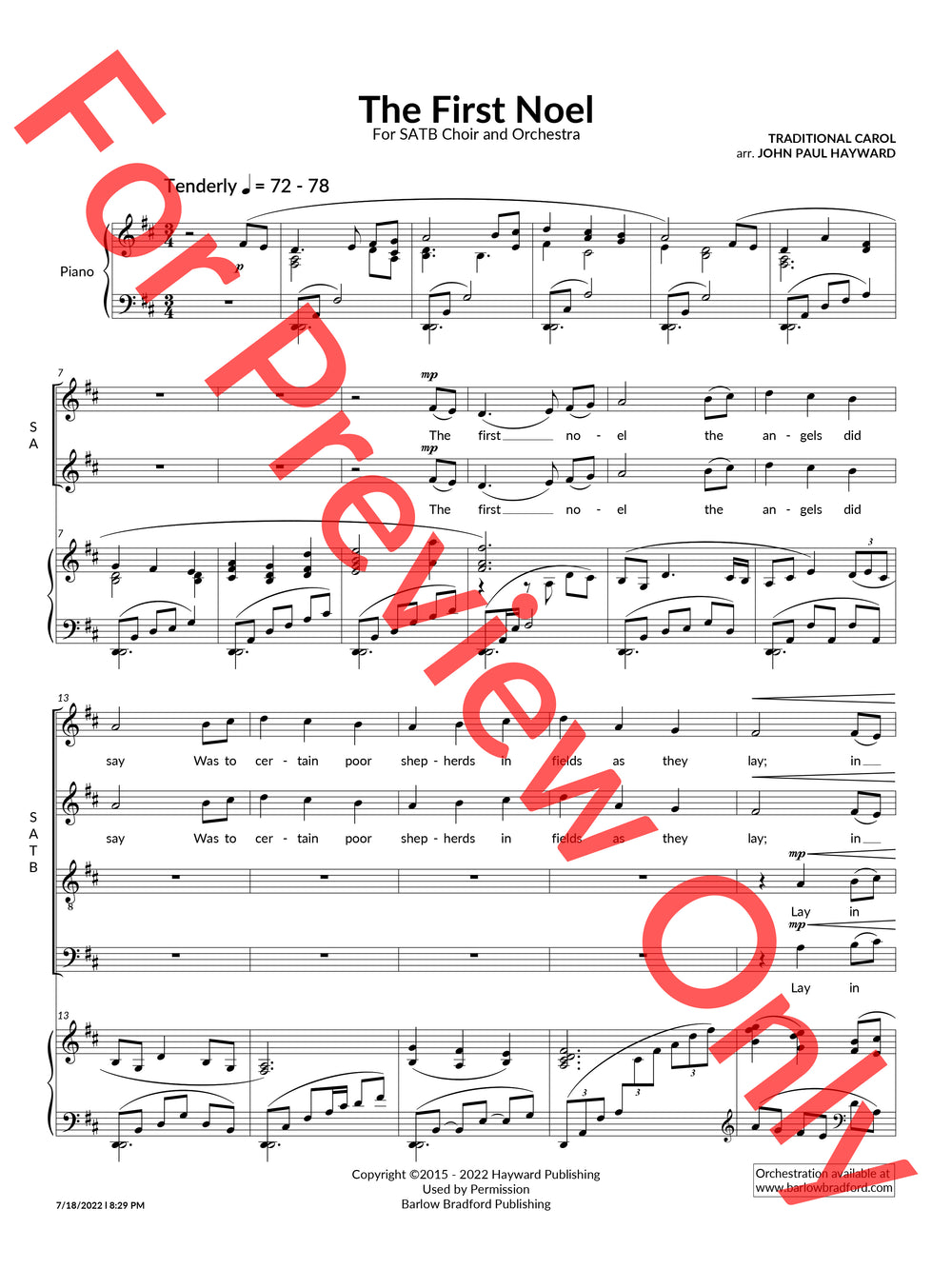 The First Noel - arr. Hayward