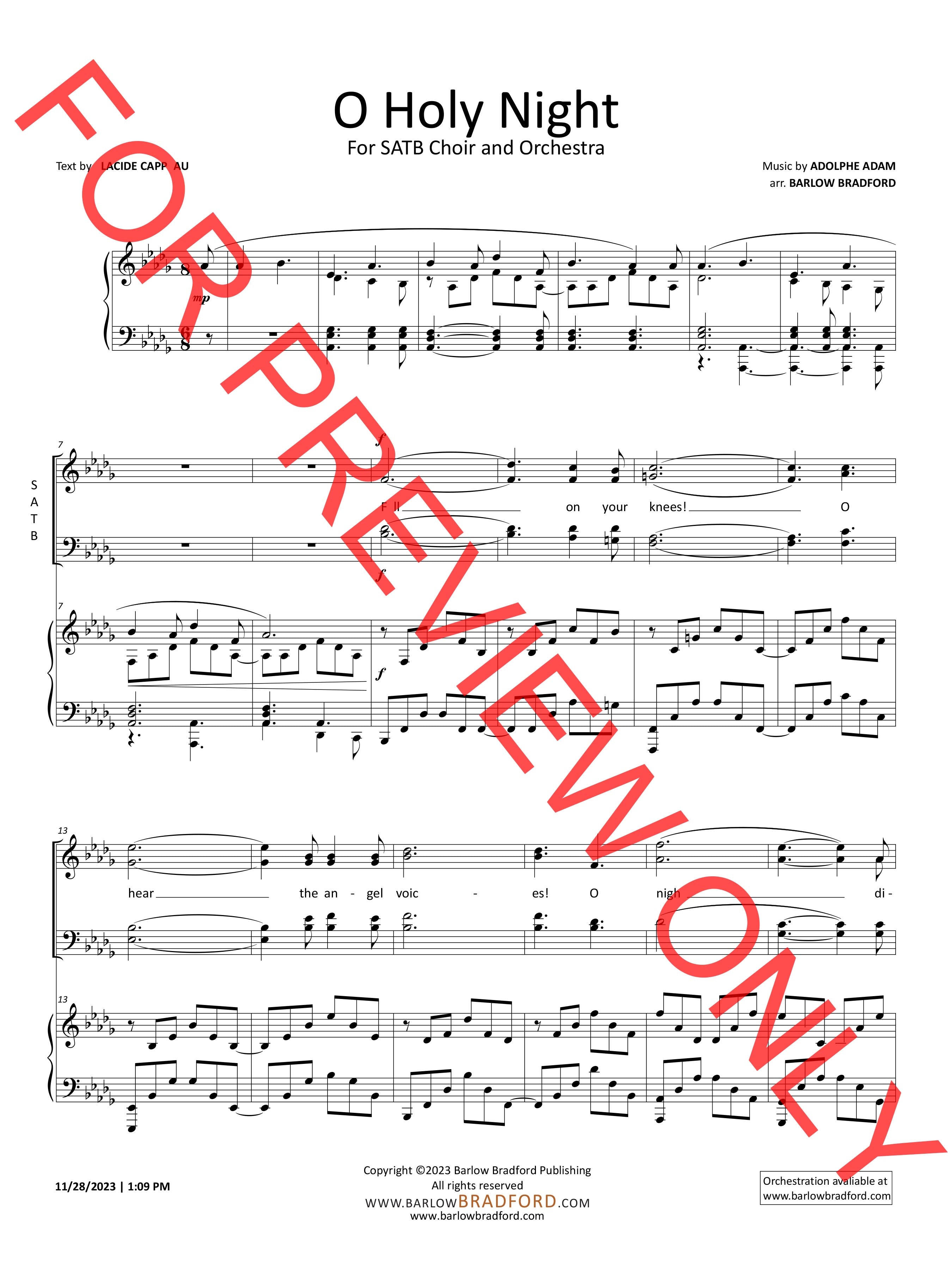 O Holy Night - arr. B. Bradford – Barlow Bradford Publishing
